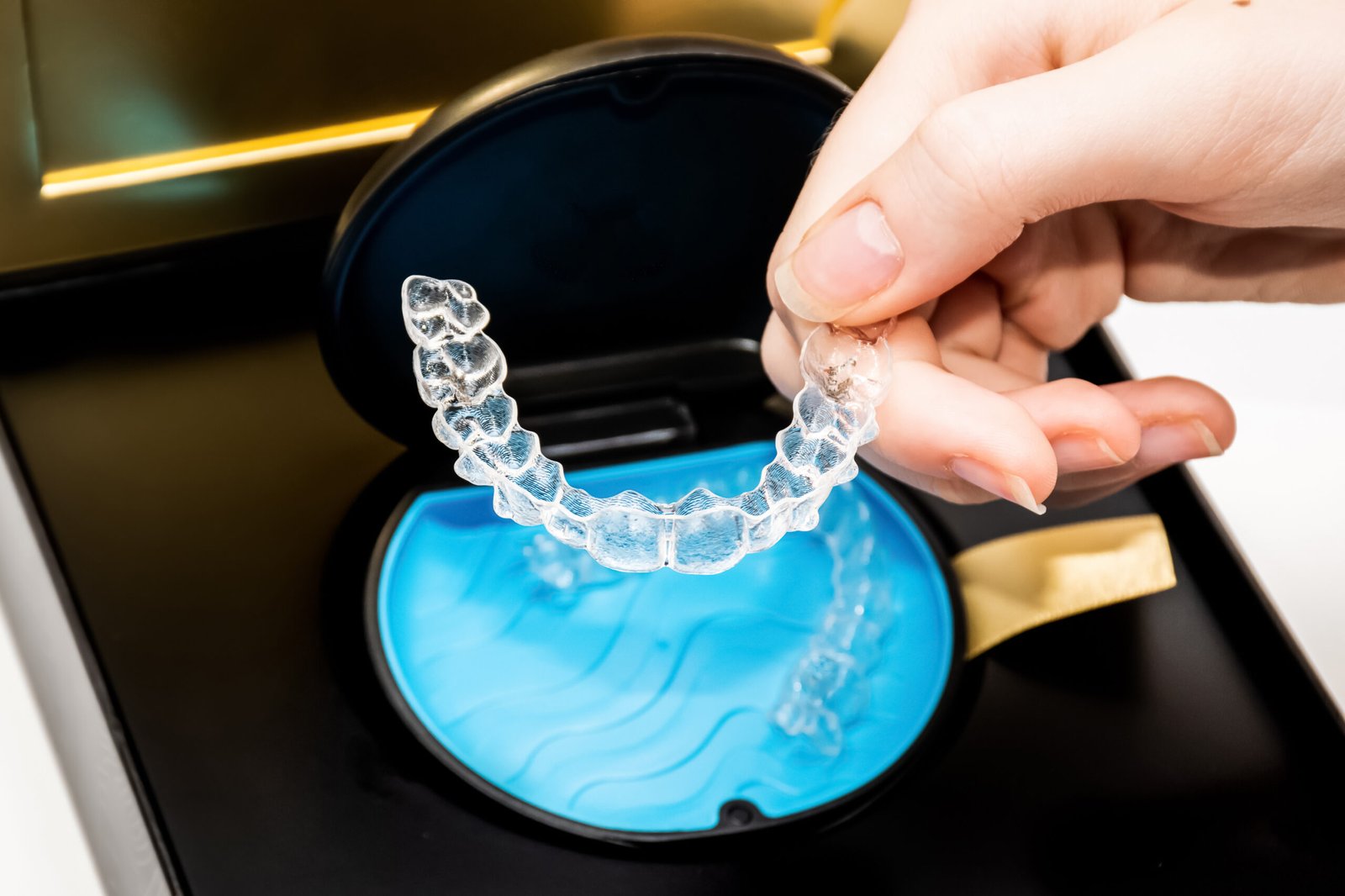 Invisalign aligners in a case
